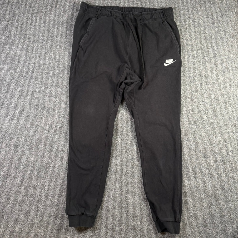 Nike Joggers Mens Medium Black Cotton Jersey Tapered Cuffed 804461-010